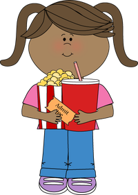 Movie girl popcorn drink ticket