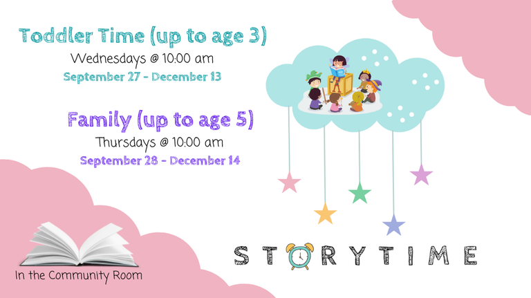 Fall 2023 Storytimes slide